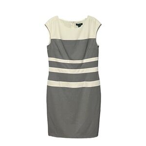 Lauren Ralph Lauren Color Block Sheath Dress Tin Ivory Classic Business Chic